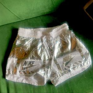 Rare Nike logo foil running shorts xs